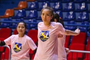 RC Cola-Army’s Rachel Anne Daquis during a warm up session at The Arena in San Juan City. PHOTO FROM PHILIPPINE SUPERLIGA FACEBOOK PAGE.