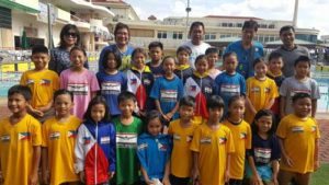 The members of the Philippine Swimming League delegation pose for a photo after training at the Singapore Swimming Club competition pool in Singapore. CONTRIBUTED PHOTO