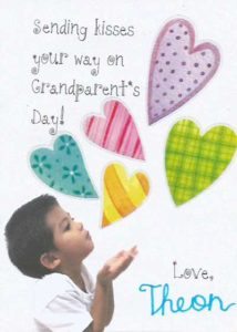 A Grandparent’s Day card especially made by three-year-old Theon, a student of the Center For Childhood Education