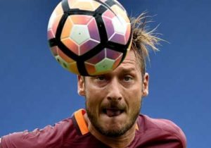 Francesco Totti controls the ball during the Italian Serie A football match As Roma versus Sampdoria on Monday at Olympic stadium in Rome. AFP PHOTO