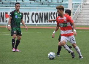 JP Voltes FC striker Takumi Uesato (9) controls the ball during their game against Green Archers United FC in their second round match in the United Football League. PHOTO BY JAELLE NEVIN REYES