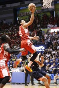 San Beda’s Javee Mocon goes for a lay-up during the National Collegiate Athletic Association men’s basketball tournament at The Arena in San Juan City. FILE PHOTO