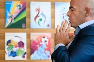 FIFA President Gianni Infantino poses for a picture at the world football’s governing body headquarters in Zurich.  AFP PHOTO 