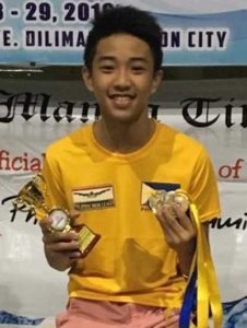 Learning Garden Montessori School standout Recz Edward Agustin shows his trophy and medals as he leads the Most Outstanding Swimmer awardees in the 102nd Philippine Swimming League (PSL) National Series held at the Diliman Preparatory School swimming pool in Quezon City. CONTRIBUTED PHOTO