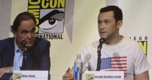 Oliver Stone (left) and Joseph Gordon-Levitt—who both met Edward Snowden—discuss the difficulties in getting ‘Snowden’ made during the San Diego Comic Con