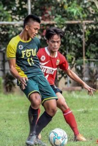 Far Eastern University standout Michael Menzi (left) mounting an attack against San Beda College’s Jay-R Sandoval in the first division of Ang Liga. PHOTO FROM ANG LIGA