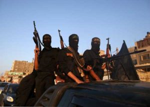 Members of the Islamic Jihad Movement hold their guns as they tour the streets of Gaza City on October 20 to commemorate the anniversary of the movement’s foundation. AFP PHOTO