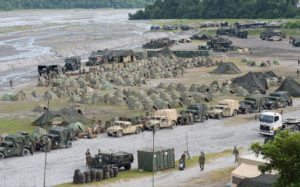 A general view of the temporary camp of US marines participating in the live fire exercise as part of the Philippines-US amphibious landing exercise (PHIBLEX) at Crow Valley in Capas town, Tarlac . AFP Photo