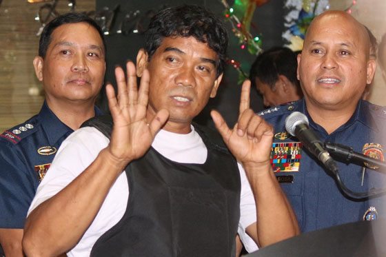 SEVEN YEARS Ronnie Palisoc Dayan, the native of Urbiztondo, Pangasinan who had served as driver-bodyguard to Sen. Leila de Lima, tells reporters he had a seven-year affair with the lawmaker. Dayan was nabbed by authorities in La Union on Tuesday. PHOTO BY MIKE DE JUAN 