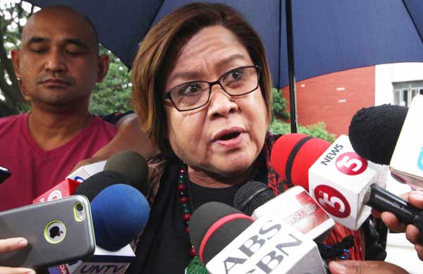 NO SHOW Senator Leila de Lima talks to reporters after her speech at the ‘Right to Life and The Death Penalty’ forum at UP Diliman in Quezon City on Friday. We must take a stand. No to death penalty. No to death. No more killings. Enough with the lazy shortcuts said Senator Leila De Lima. PHOTO BY RUY L. MARTINEZ