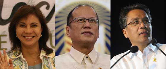 (from left) Robredo, Aquino and Roxas