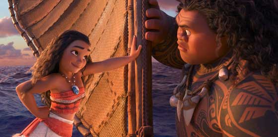 The brave Moana and the demigod Maui