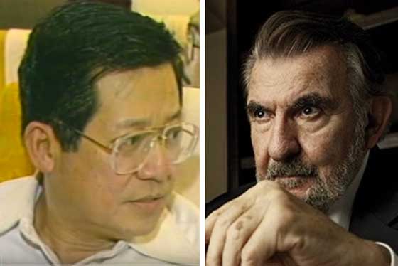 DIFFERENT: Ninoy, left, being interviewed by the foreign press August 21, 1983; right, close friend the late Steve Psinakis, who had a telephone conversation with him a week earlier, which Psinakis taped, and released 25 years later.