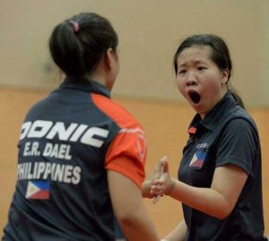 Jamaica Dianne Sy (right) reacts after a match.  CONTRIBUTED PHOTO