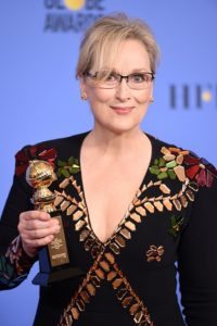 Actress Meryl Streep poses with The Cecil B. DeMille Award in the pressroom during the 74th Annual Golden Globe Awards at The Beverly Hilton Hotel on Sunday (Monday in Manila) in Beverly Hills, California.  AFP PHOTO