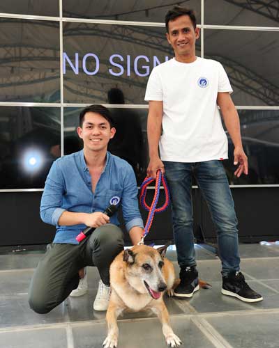 Hound Haven Chief Marketing Officer Addi Dela Cruz with Chika, an 11-year old Belgian Malanois who is a retired explosive detector for the Philippine Army.