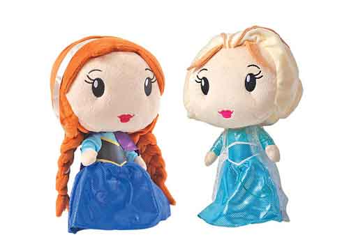 Adorable and cuddly Elsa and Anna plush toys.