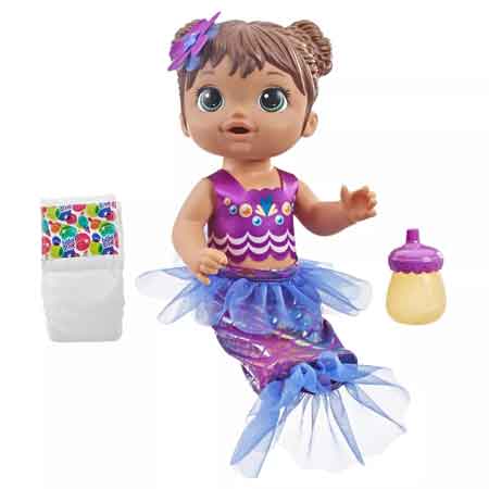 Baby Alive Shimmer ‘n Splash Mermaid doll has its own dazzling tail for a fun pool time with friends.