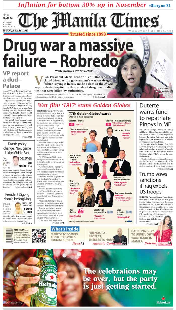 Today’s Front Page January 07, 2020 | The Manila Times