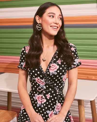 Forever 21’s floral dress with a mix of polka dot patterns