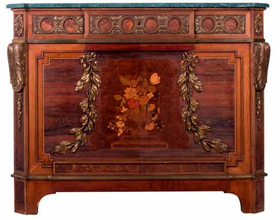 ‘Napoleon 3’ style mahogany sideboard with green marble top